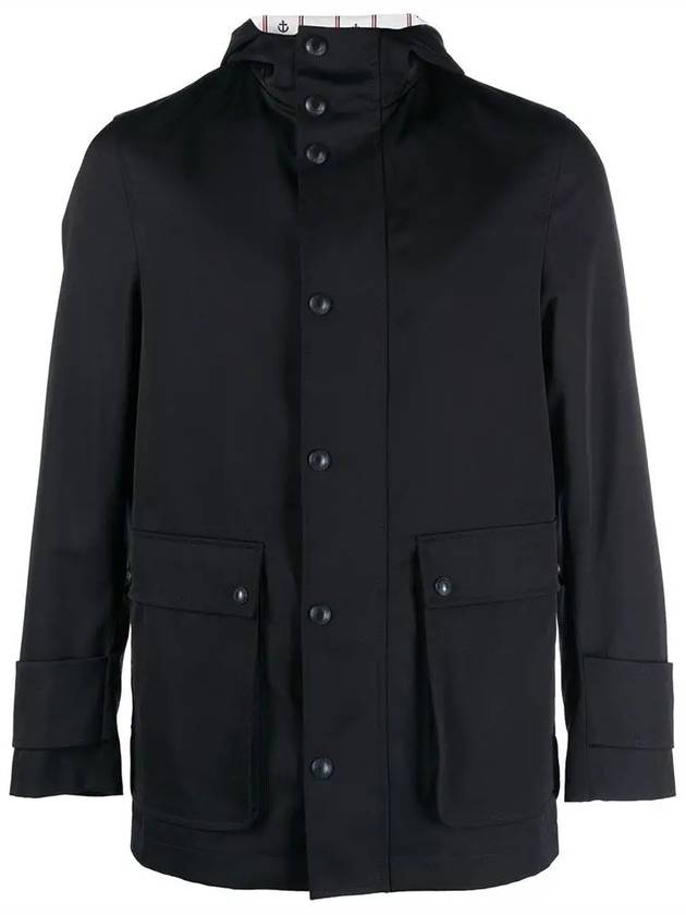 Nylon Tech Snap Front Rain Parka Navy - THOM BROWNE - BALAAN 3