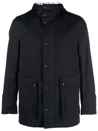 Nylon Tech Snap Front Rain Parka Navy - THOM BROWNE - BALAAN 2