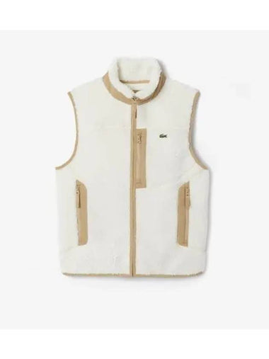 Men s Sherpa Fleece Vest Ivory - LACOSTE - BALAAN 1