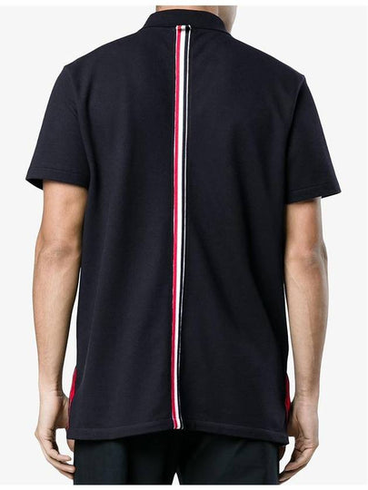 Men's Cotton Pique Center Bag Striped Short Sleeve Polo Shirt  Navy - THOM BROWNE - BALAAN 2