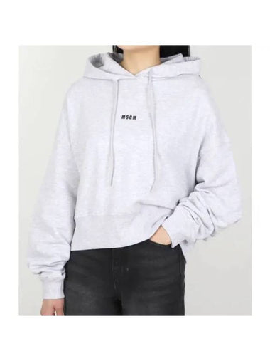 Micro Logo Crop Hoodie Grey - MSGM - BALAAN 1