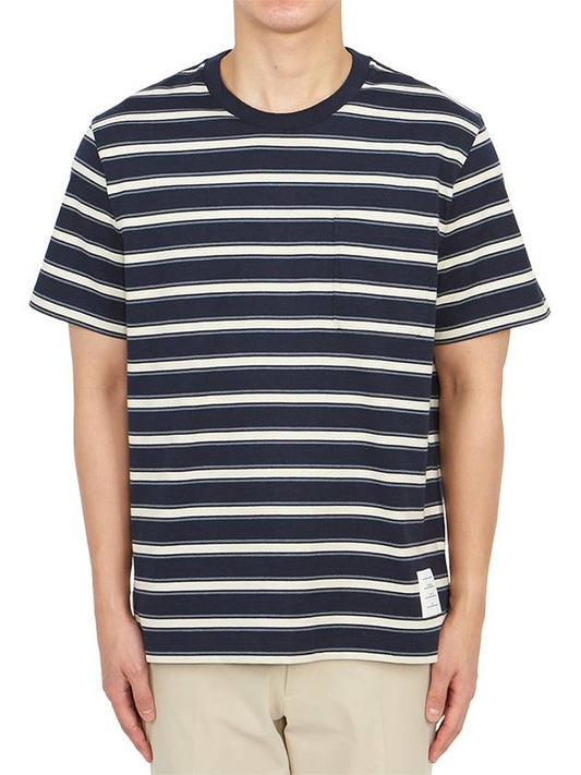 Stripe Pattern Short Sleeve T Shirt Black White - THOM BROWNE - BALAAN 2