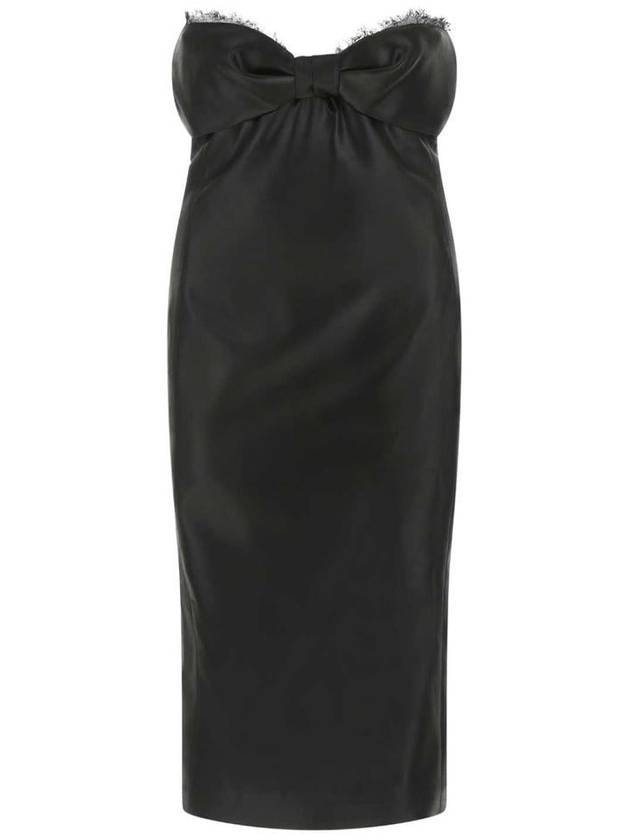 tie detail satin midi dress black - SAINT LAURENT - BALAAN 2