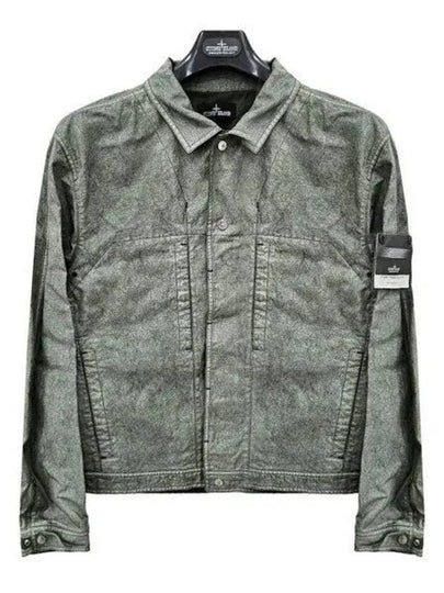 Shadow Project Cotton Hemp Plated TC Trucker Jacket Charcoal Green - STONE ISLAND - BALAAN 2