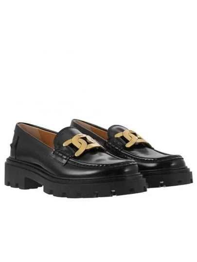 Women's Kate Metal Chain Leather Loafers Black - TOD'S - BALAAN 2