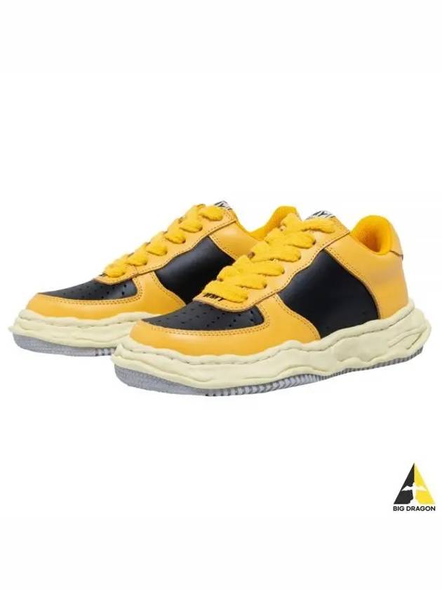 Wayne OG Sole Leather Low Top Sneakers Black Yellow - MIHARA YASUHIRO - BALAAN 2
