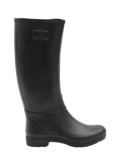 Logo Patch Natural Rubber High Rain Boots Black - CELINE - BALAAN 2