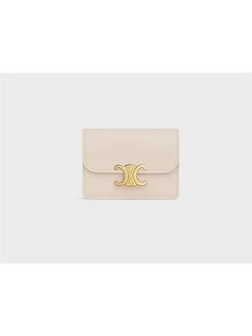 Triomphe flap card wallet shiny calfskin pale beige 10I583DPV 02PA - CELINE - BALAAN 1