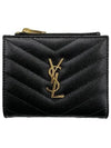 Cassandre Matelasse Grain De Poudre Embossed Leather Half Wallet Black - SAINT LAURENT - BALAAN 2