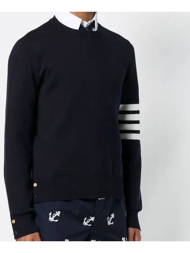 4 Bar Armband Milano Stitch Knit Top Navy - THOM BROWNE - BALAAN 5