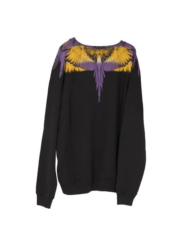 Wings Round Cotton Sweatshirt Black - MARCELO BURLON - BALAAN 1