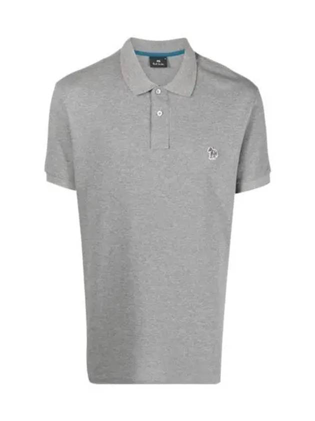 Regular Fit Zebra Logo Short Sleeve Polo Shirt Grey - PAUL SMITH - BALAAN 2