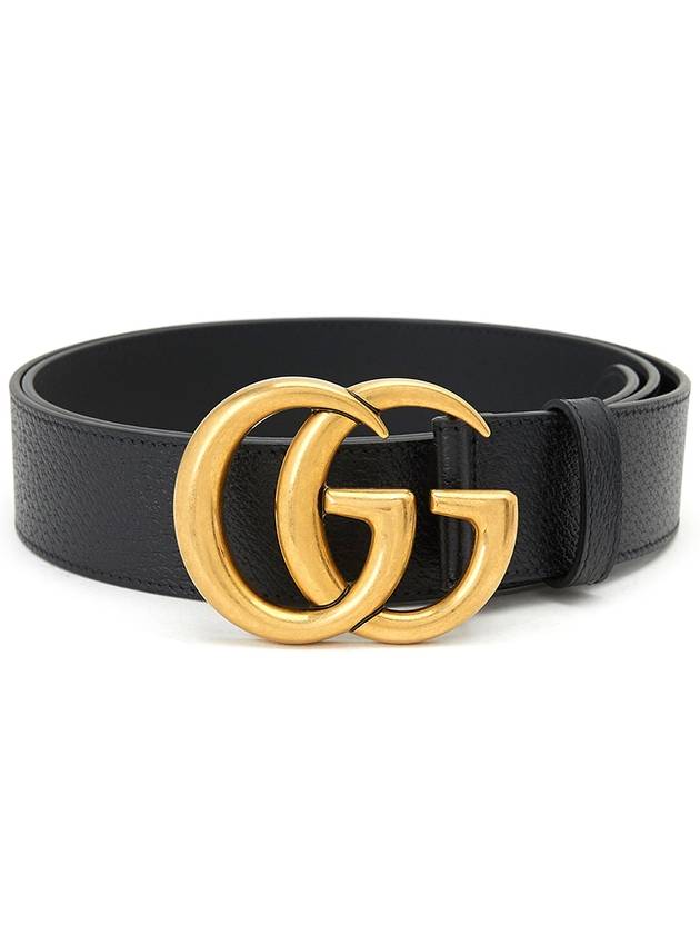 GG Marmont Double G Buckle Wide Leather Belt Black - GUCCI - BALAAN 2