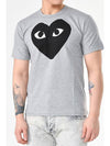 P1T084 Big heart print short sleeved T shirt gray AZ T084 051 1 - COMME DES GARCONS - BALAAN 1