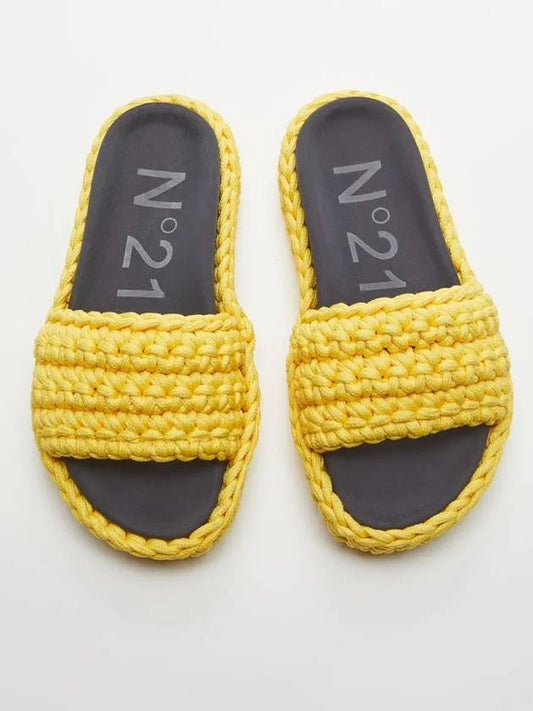 Women's Yellow Braided Rope Slide Slippers 22ESU02760276 Y001 - Nº 21 - BALAAN 2