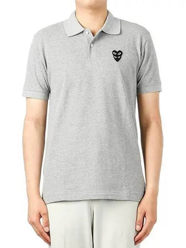 Men s Double Heart Polo Short Sleeve T Shirt P1T298 GRAY 270626 - COMME DES GARCONS PLAY - BALAAN 1