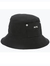 Thais Embroidered Logo Pocket Cotton Canvas Bucket Hat Black - A.P.C. - BALAAN 4