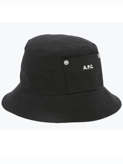 Thais Embroidered Logo Pocket Cotton Canvas Bucket Hat Black - A.P.C. - BALAAN 2