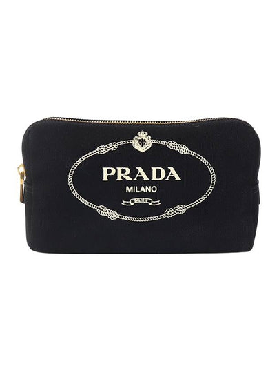 Logo Canapa Cosmetic Pouch Black - PRADA - BALAAN 2