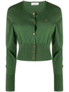 Women s Bea Embroidered Logo Crop Cardigan Green - VIVIENNE WESTWOOD - BALAAN 1