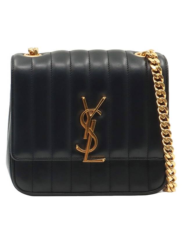 Black lambskin quilted gold plated Vicky medium chain cross bag 532612 - SAINT LAURENT - BALAAN 1