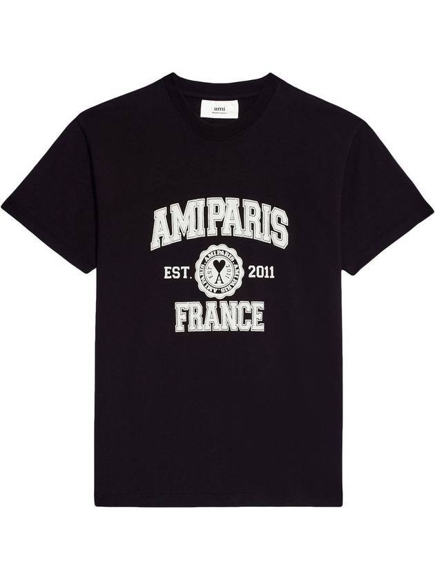 Men's Paris Logo Short Sleeve T-Shirt Black - AMI - BALAAN 1