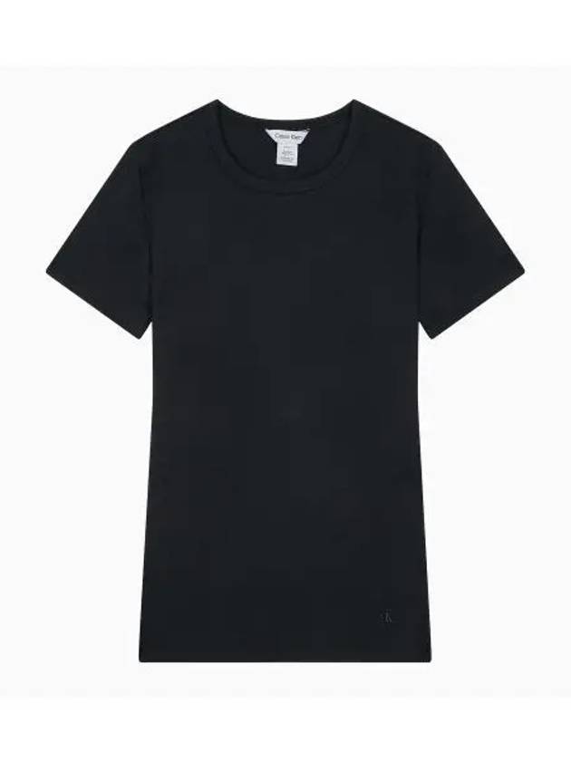 JEANS Women s Black Cotton Contour Ribbed Crew Neck Short Sleeve T Shirt 40WJ217 BAE - CALVIN KLEIN - BALAAN 1