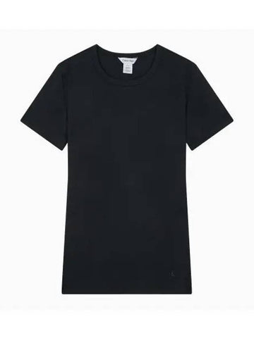 JEANS Women s Black Cotton Contour Ribbed Crew Neck Short Sleeve T Shirt 40WJ217 BAE - CALVIN KLEIN - BALAAN 1