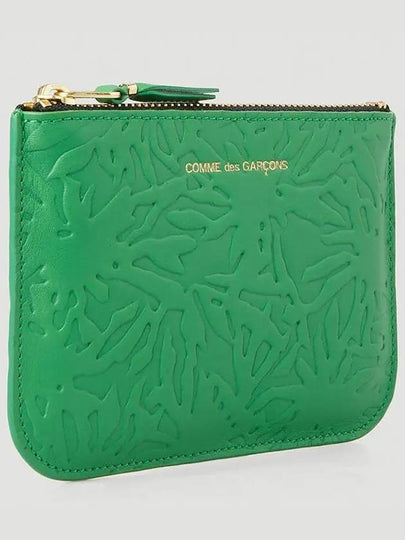 Embossed Forest Leather Pouch Coin Purse Green SA8100EF - COMME DES GARCONS WALLET - BALAAN 2