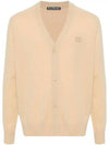 Face Logo Applique Wool Cardigan Beige - ACNE STUDIOS - BALAAN 2