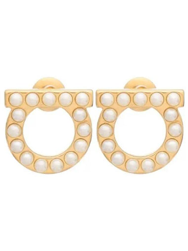 Ferragamo Gancini crystal pearl gold earrings - SALVATORE FERRAGAMO - BALAAN 1