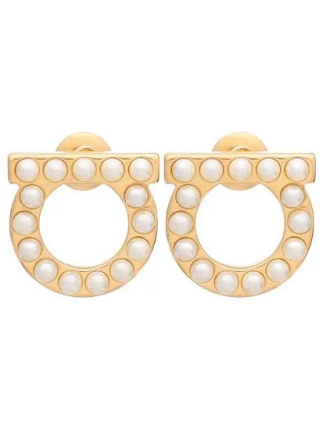 Ferragamo Gancini crystal pearl gold earrings - SALVATORE FERRAGAMO - BALAAN 1