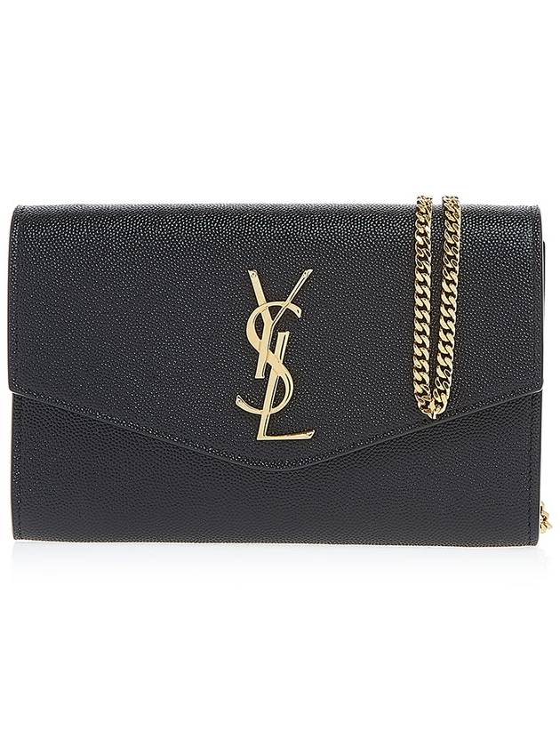 Monogram Uptown Chain Embossed Leather Long Wallet Black - SAINT LAURENT - BALAAN 3