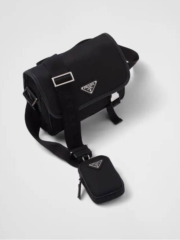 Triangle Logo Re-Nylon Saffiano Leather Cross Bag Black - PRADA - BALAAN 3