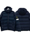 Seamless Logo Nylon Hooded Down Jacket Navy - STONE ISLAND - BALAAN 2