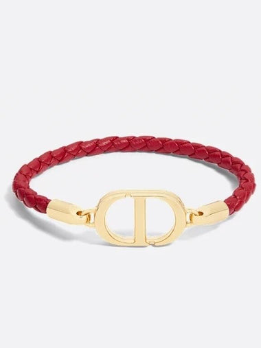 30 Montaigne Leather Bracelet Gold Finish Metal Garnet Red - DIOR - BALAAN 1