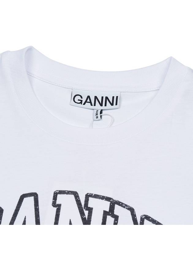 Logo Print Crew Neck Short Sleeve T Shirt White - GANNI - BALAAN 5