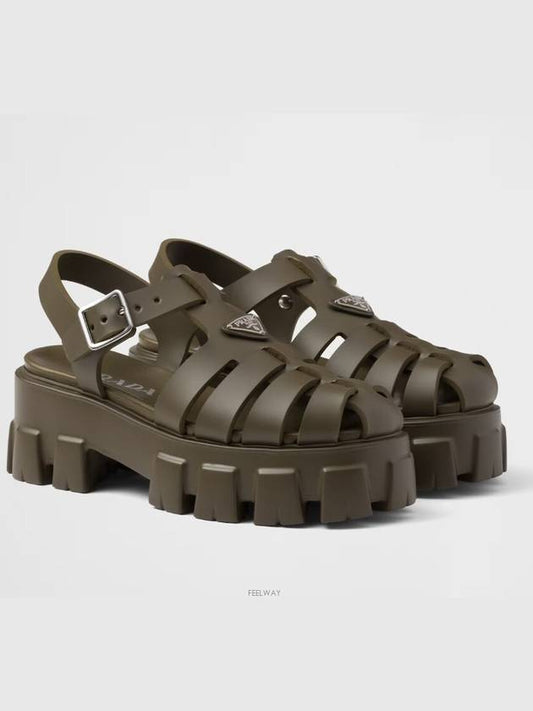 Monolith Rubber Sandals Military Green - PRADA - BALAAN 2