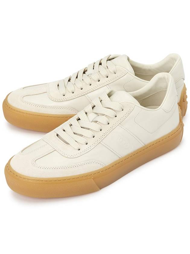 Round Toe Leather Low Top Sneakers White - TOD'S - BALAAN 2