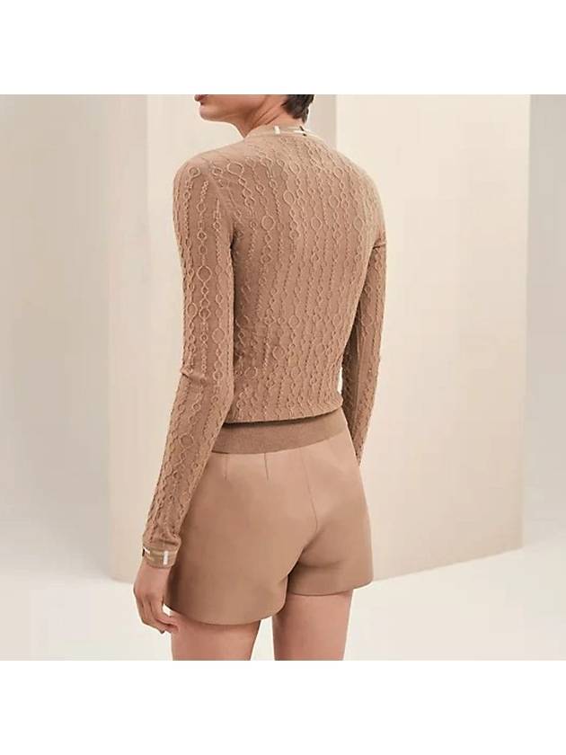 Dory Boucles Cashmere Long Sleeve Brown - HERMES - BALAAN 4