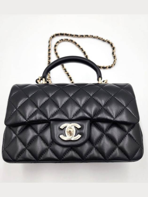 Classic New Mini Top Handle Lambskin Black Gold AS2431 - CHANEL - BALAAN 3