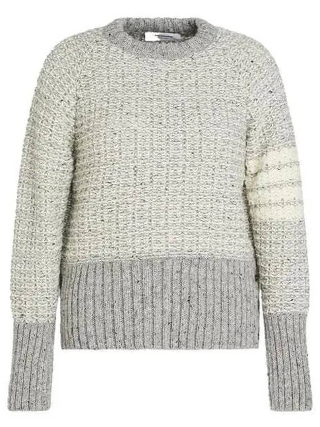 Tuck Stitch Raglan Sleeve Crew Neck Knit Top Grey - THOM BROWNE - BALAAN 2