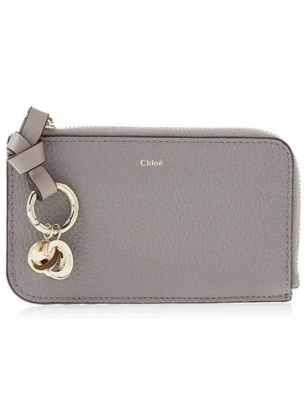 Alphabet Half Zipper Leather Card Wallet Grey - CHLOE - BALAAN 4