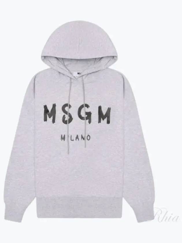 Logo Print Cotton Hoodie Light Grey - MSGM - BALAAN 2