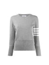 4-Bar Milano Stitch Crew Neck Knit Top Light Grey - THOM BROWNE - BALAAN 2