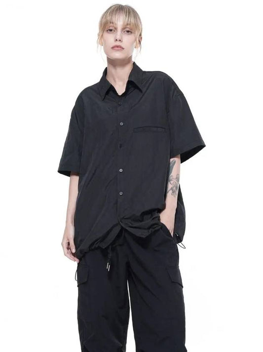 Women s SSHS BK Seersucker String Half Shirt Black - CHANCE'S NOI - BALAAN 1