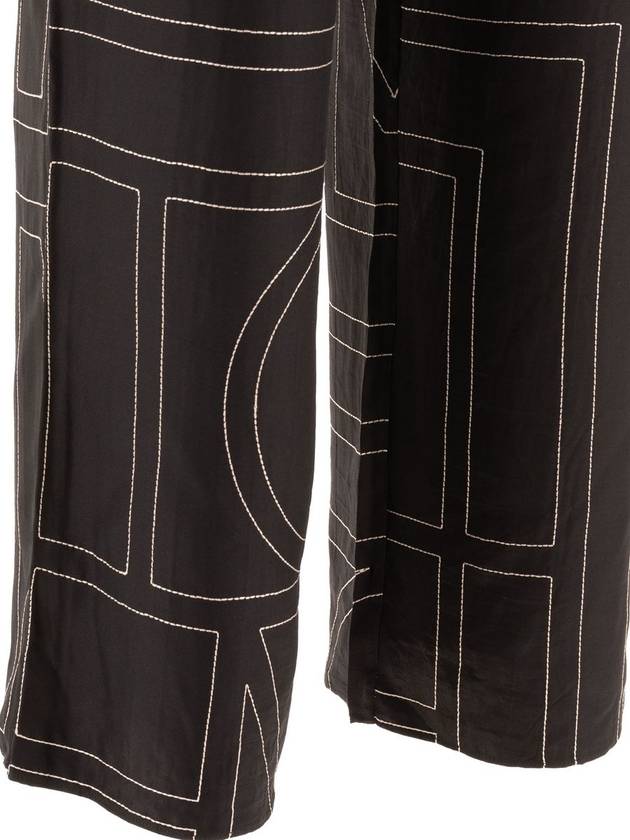 Silk Monogram Print Pyjamas Straight Pants Black - TOTEME - BALAAN 5