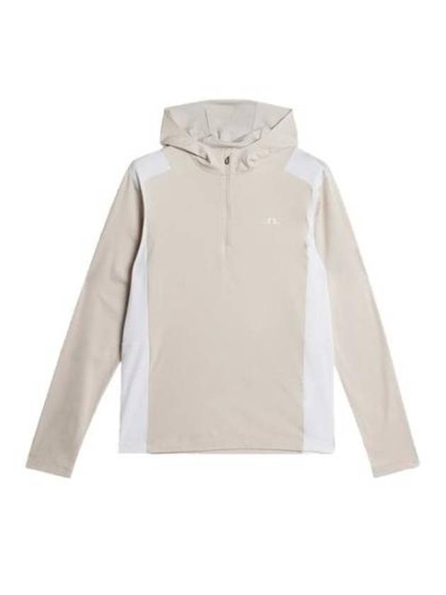 Lucas Quarter Zip Hooded Long Sleeve T-Shirt Moonbeam - J.LINDEBERG - BALAAN 2