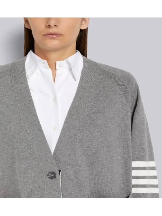 Stitched Cotton 4 Bar Cardigan Grey - THOM BROWNE - BALAAN 5