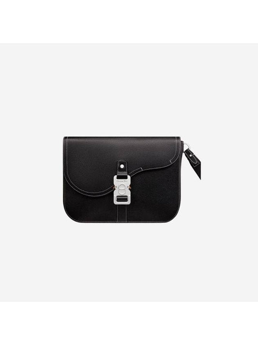 Saddle A5 Grained Calfskin Pouch Black - DIOR - BALAAN 1